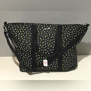 PINK Victoria Secret Black Floral Tote Bag NWT